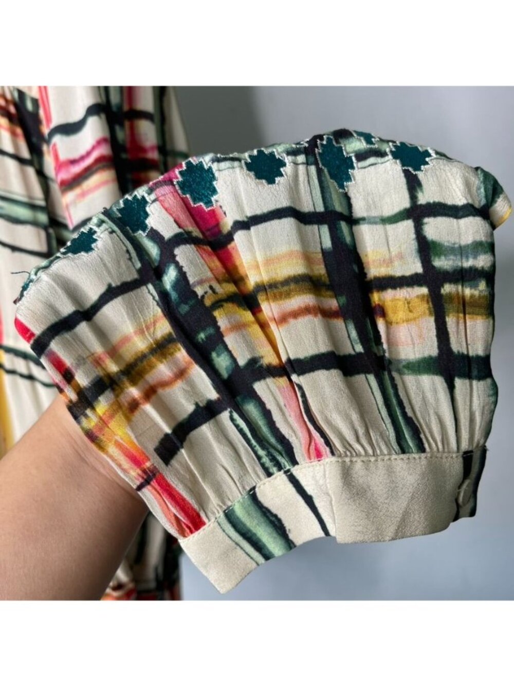 NWT Vineet Bahl Anthropologie Vanessa Tiered Peasant Blouse Multicolor Floral L - Picture 5 of 11
